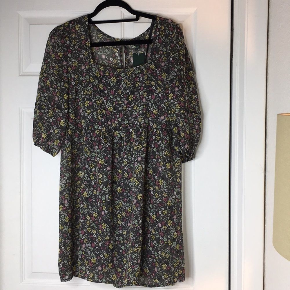 NWT Olive floral print sheer dress with slip M